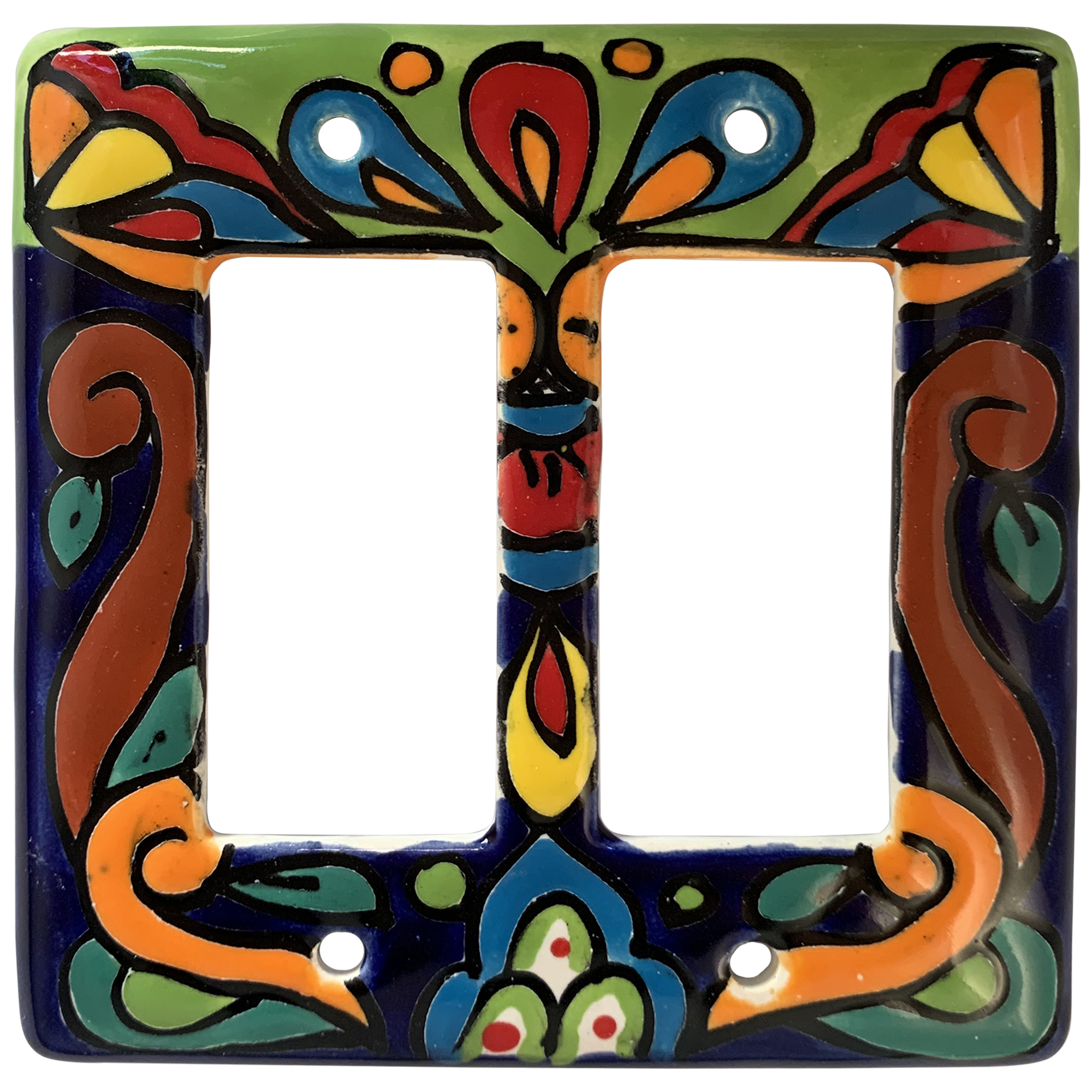 TalaMex Rainbow Double GFI/Rocker Mexican Talavera Ceramic Switch Plate