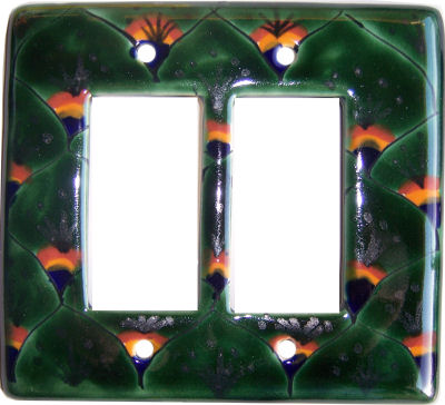 Peacock Talavera Double Decora Switch Plate