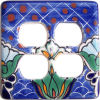 TalaMex Blue Mesh Talavera Double Outlet Switch Plate