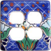 TalaMex Blue Mesh Double Outlet Mexican Talavera Ceramic Switch Plate
