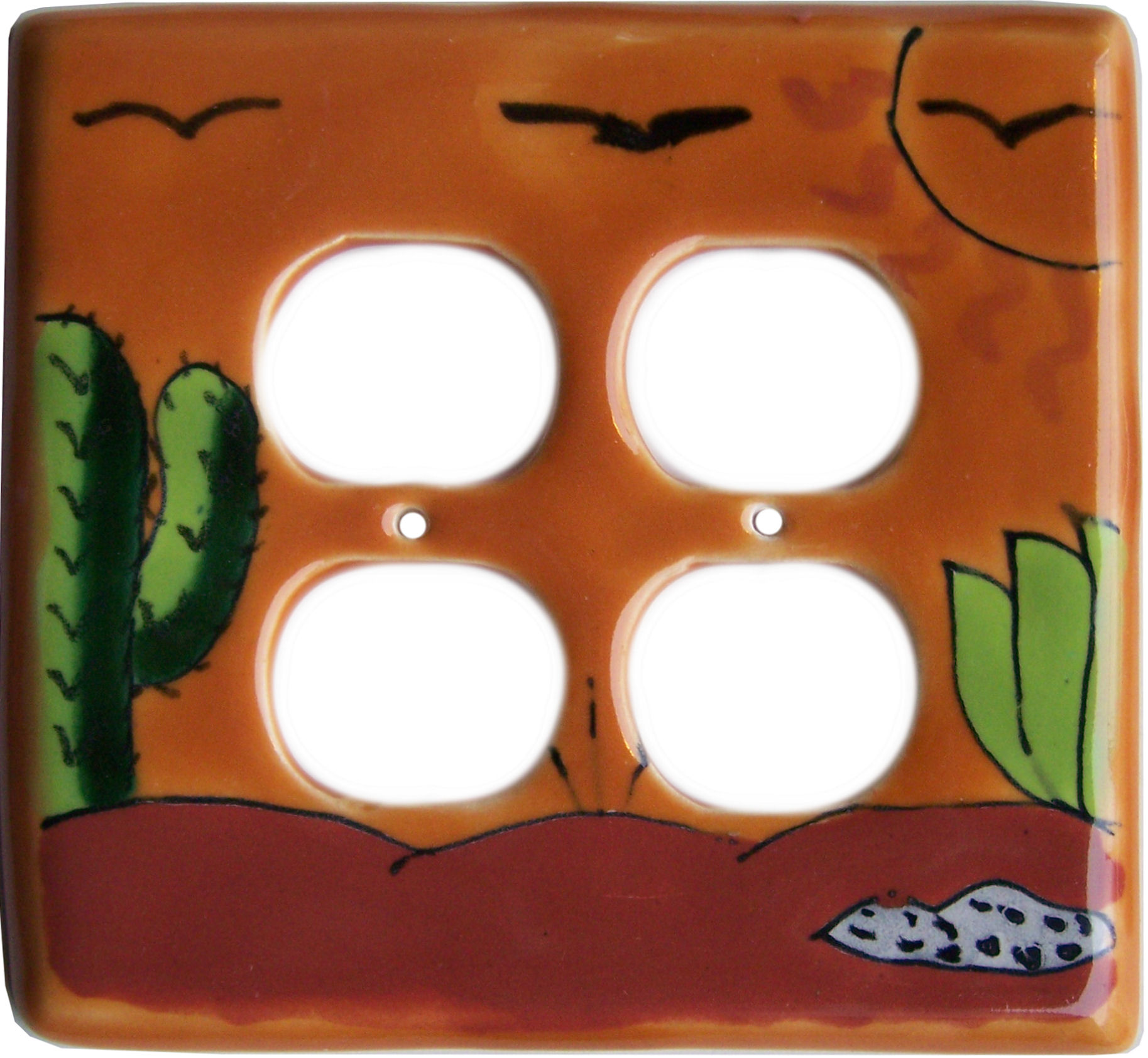 TalaMex Desert Double Outlet Mexican Talavera Ceramic Switch Plate