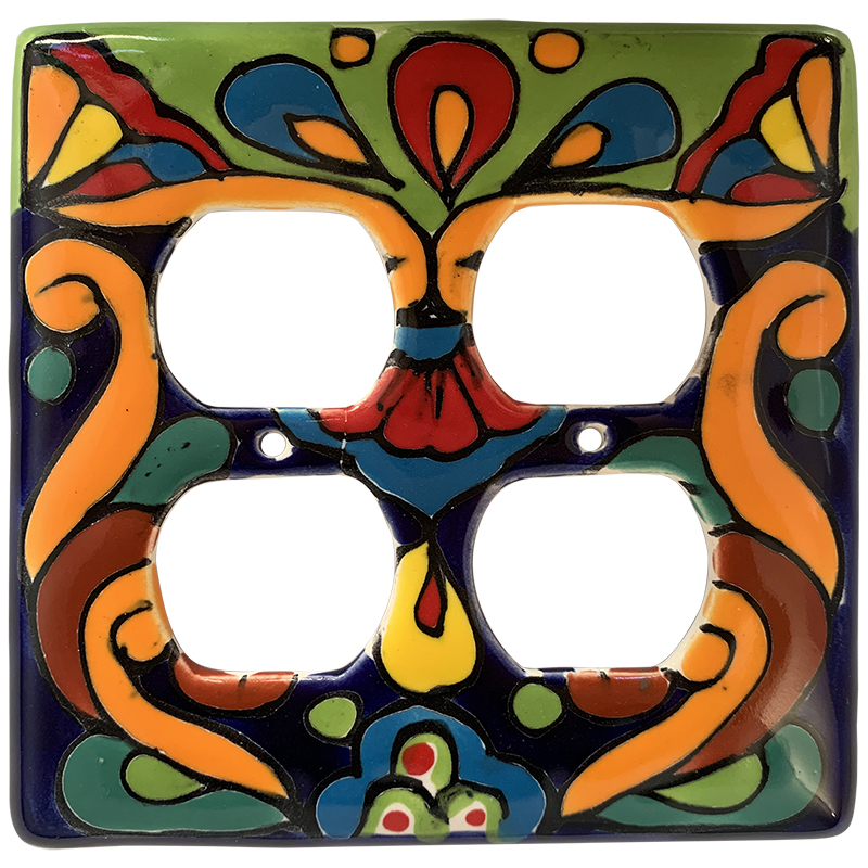 TalaMex Rainbow Talavera Double Outlet Switch Plate