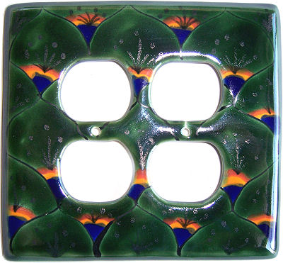 Peacock Talavera Double Outlet Switch Plate