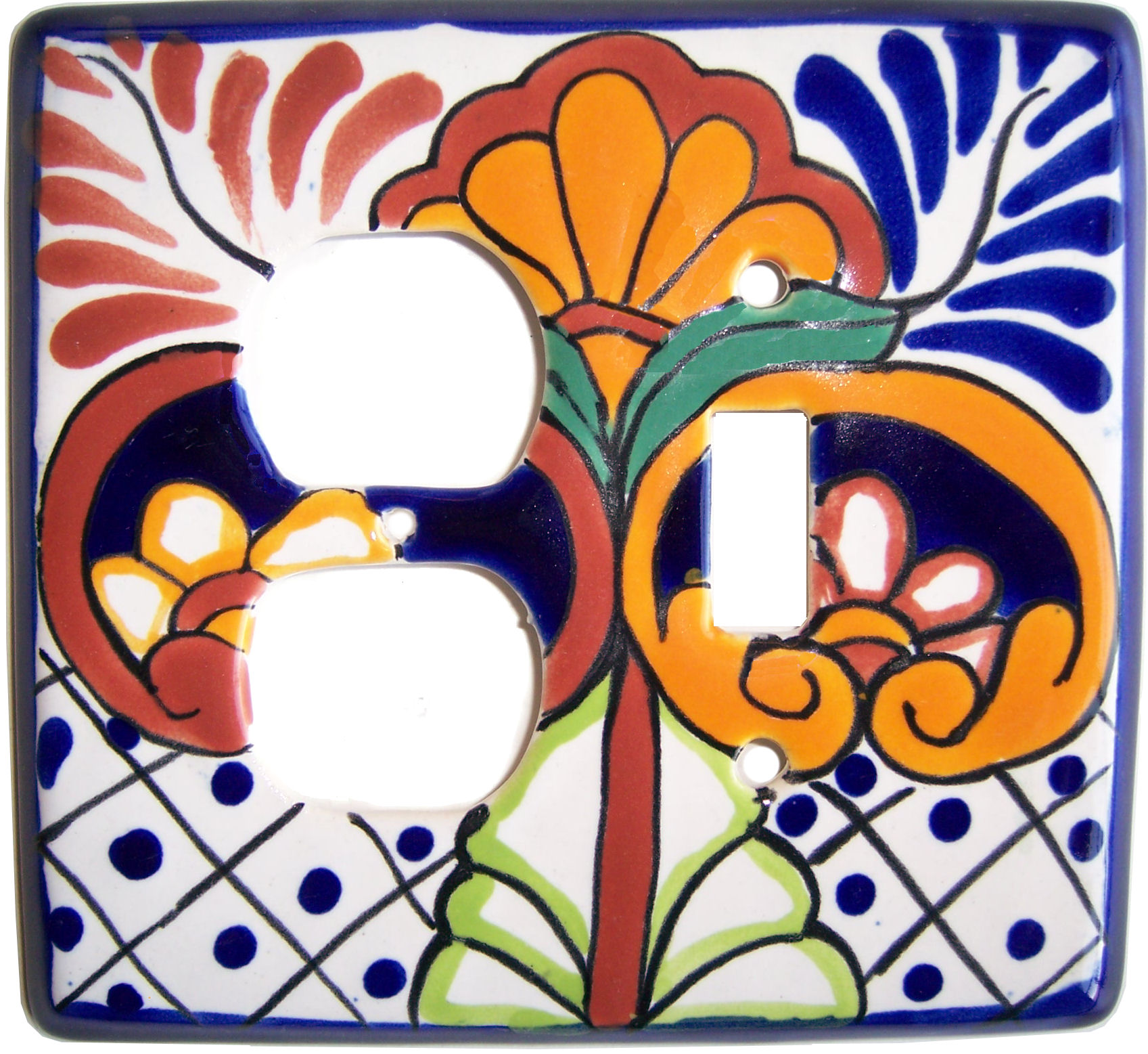 TalaMex Mantel Toggle-Outlet Mexican Talavera Ceramic Switch Plate