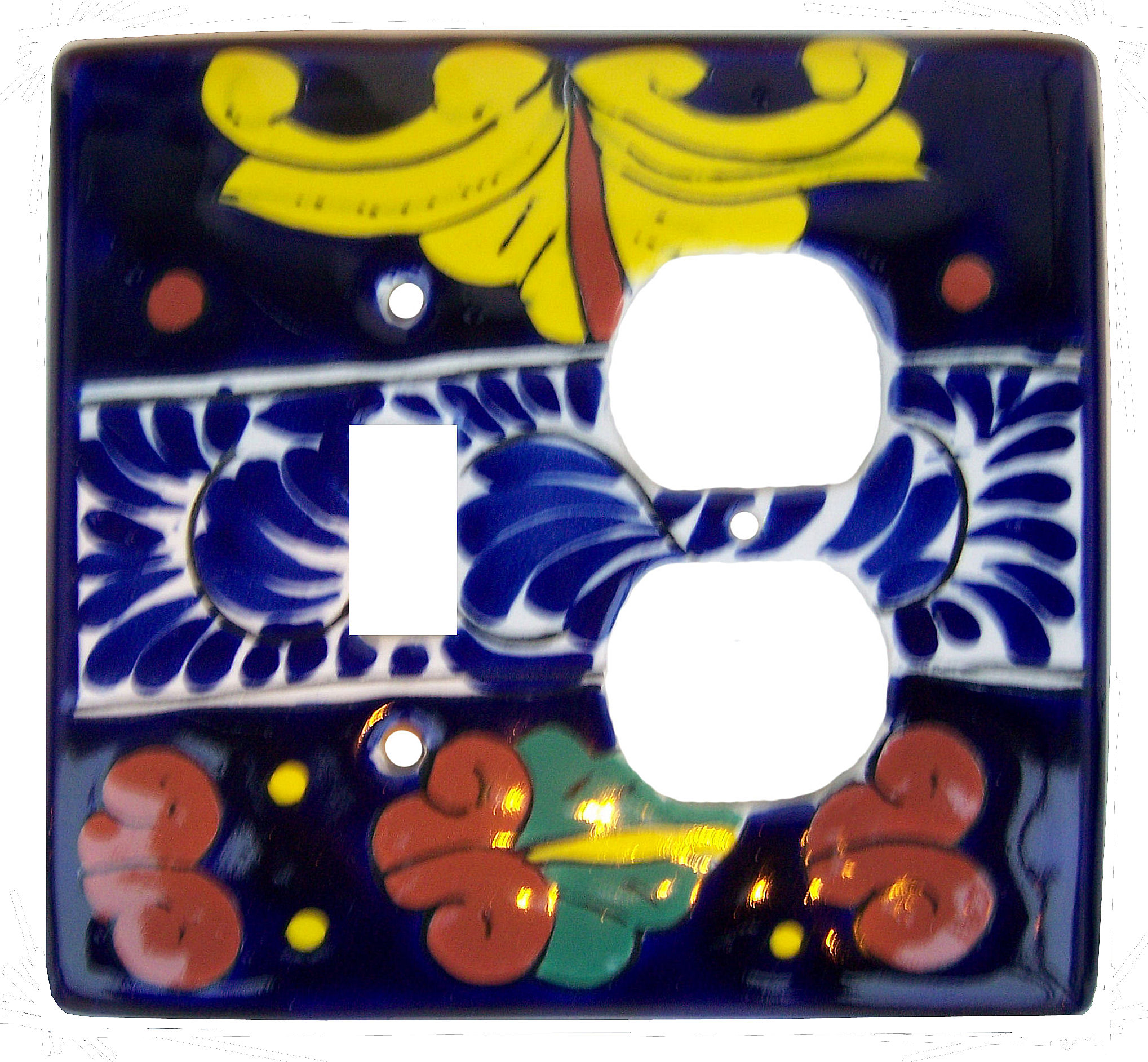 TalaMex Marigold Toggle-Outlet Mexican Talavera Ceramic Switch Plate