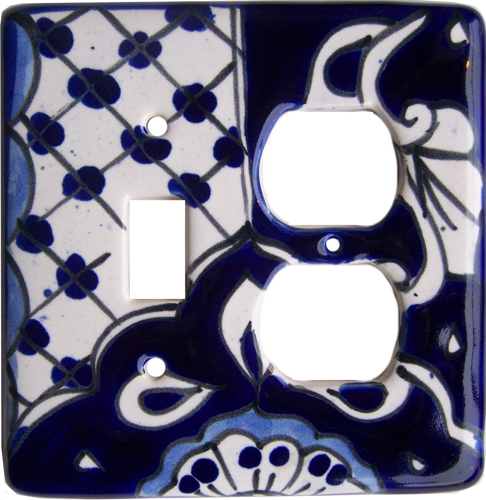 TalaMex Traditional Toggle-Outlet Mexican Talavera Ceramic Switch Plate
