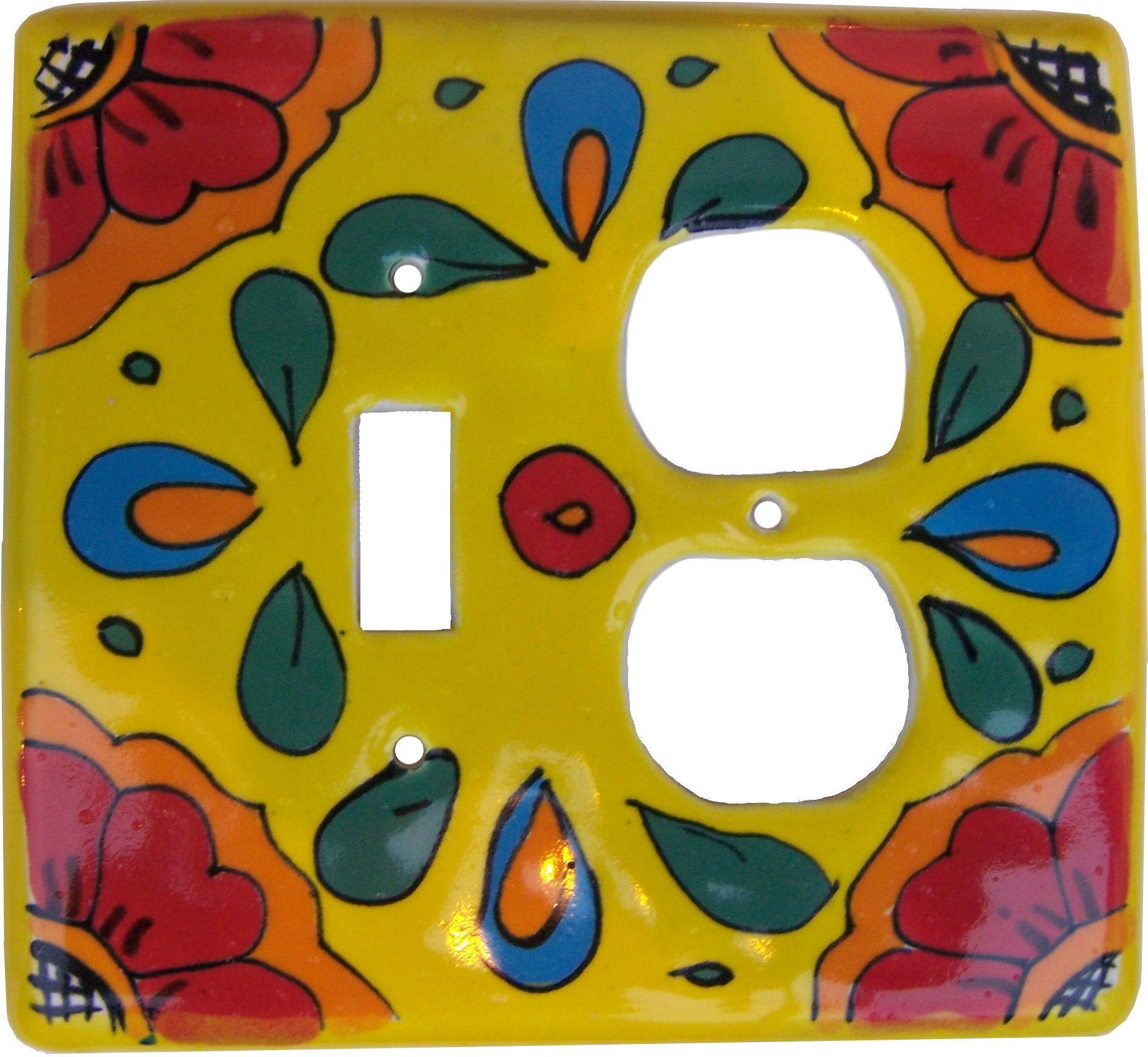 TalaMex Canary Toggle-Outlet Mexican Talavera Ceramic Switch Plate