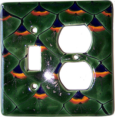 TalaMex Peacock Talavera Toggle-Outlet Switch Plate