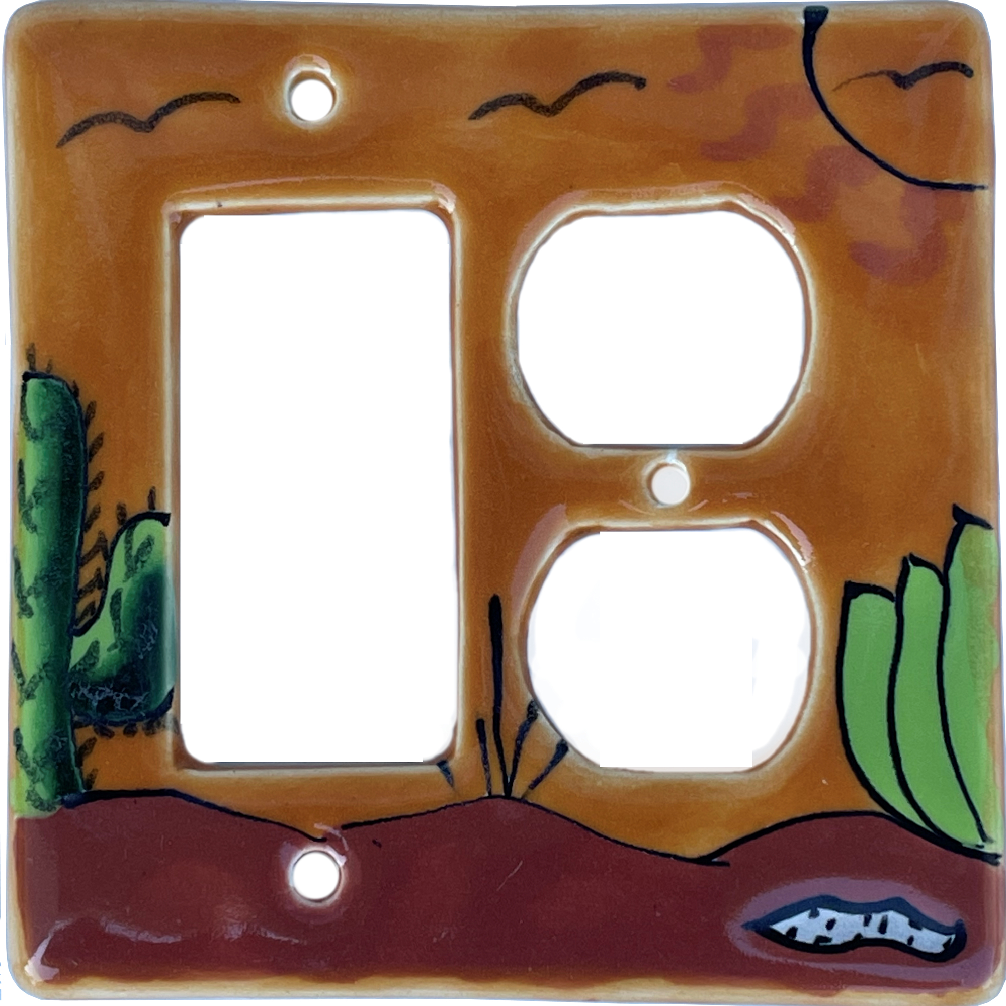 TalaMex Desert GFI/Rocker-Outlet Mexican Talavera Ceramic Switch Plate