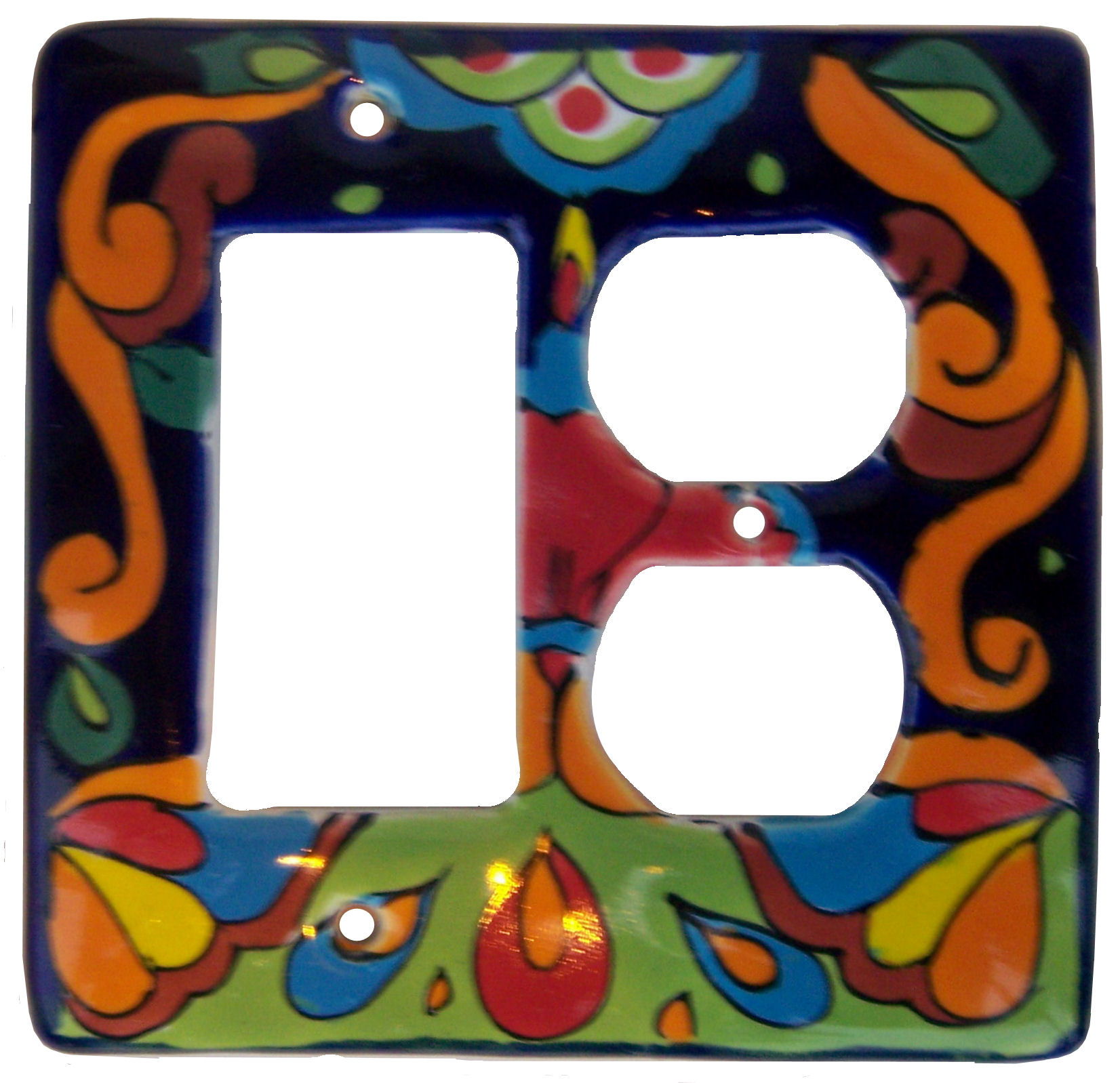 TalaMex Rainbow GFI/Rocker-Outlet Mexican Talavera Ceramic Switch Plate