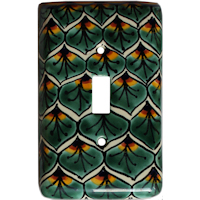 TalaMex Peacock Single Toggle Mexican Talavera Ceramic Switch Plate