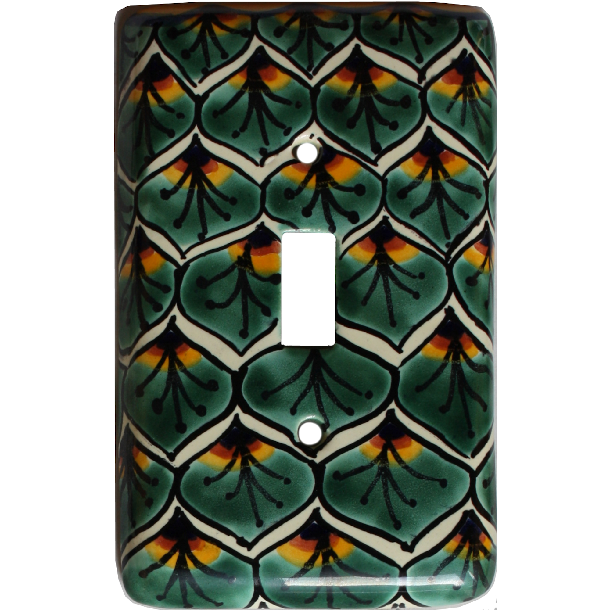 TalaMex Peacock Single Toggle Mexican Talavera Ceramic Switch Plate