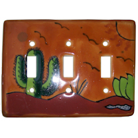 TalaMex Desert Triple Toggle Mexican Talavera Ceramic Switch Plate