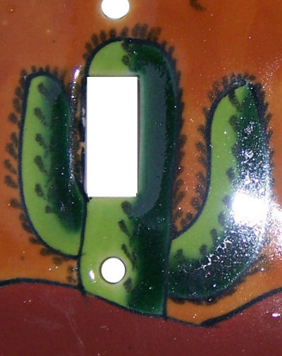 TalaMex Desert Triple Toggle Mexican Talavera Ceramic Switch Plate Close-Up