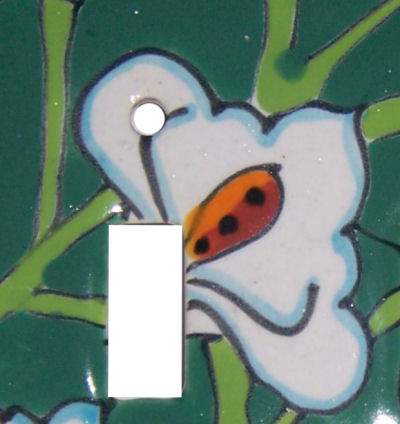 TalaMex Lily Triple Toggle Mexican Talavera Ceramic Switch Plate Close-Up