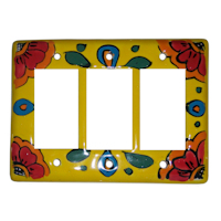 TalaMex Canary Triple GFI/Rocker Mexican Talavera Ceramic Switch Plate