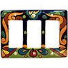 TalaMex Rainbow Triple GFI/Rocker Mexican Talavera Ceramic Switch Plate
