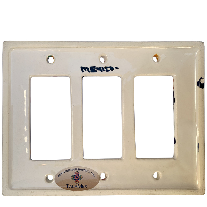 TalaMex Rainbow Triple GFI/Rocker Mexican Talavera Ceramic Switch Plate Details