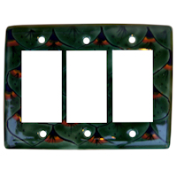 TalaMex Green Peacock Triple GFI/Rocker Mexican Talavera Ceramic Switch Plate