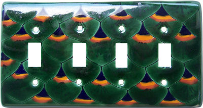 Peacock Talavera Quadruple Toggle Switch Plate