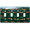 TalaMex Green Peacock Quadruple Toggle Mexican Talavera Ceramic Switch Plate