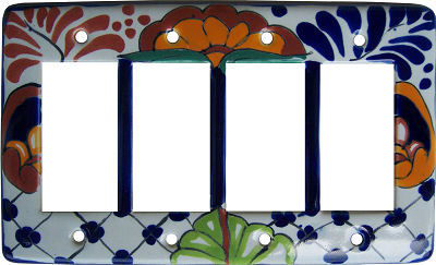 TalaMex Mantel Talavera Quadruple Decora Switch Plate