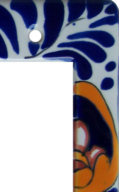 TalaMex Mantel Talavera Quadruple Decora Switch Plate Close-Up