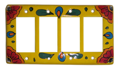 TalaMex Canary Talavera Quadruple Decora Switch Plate