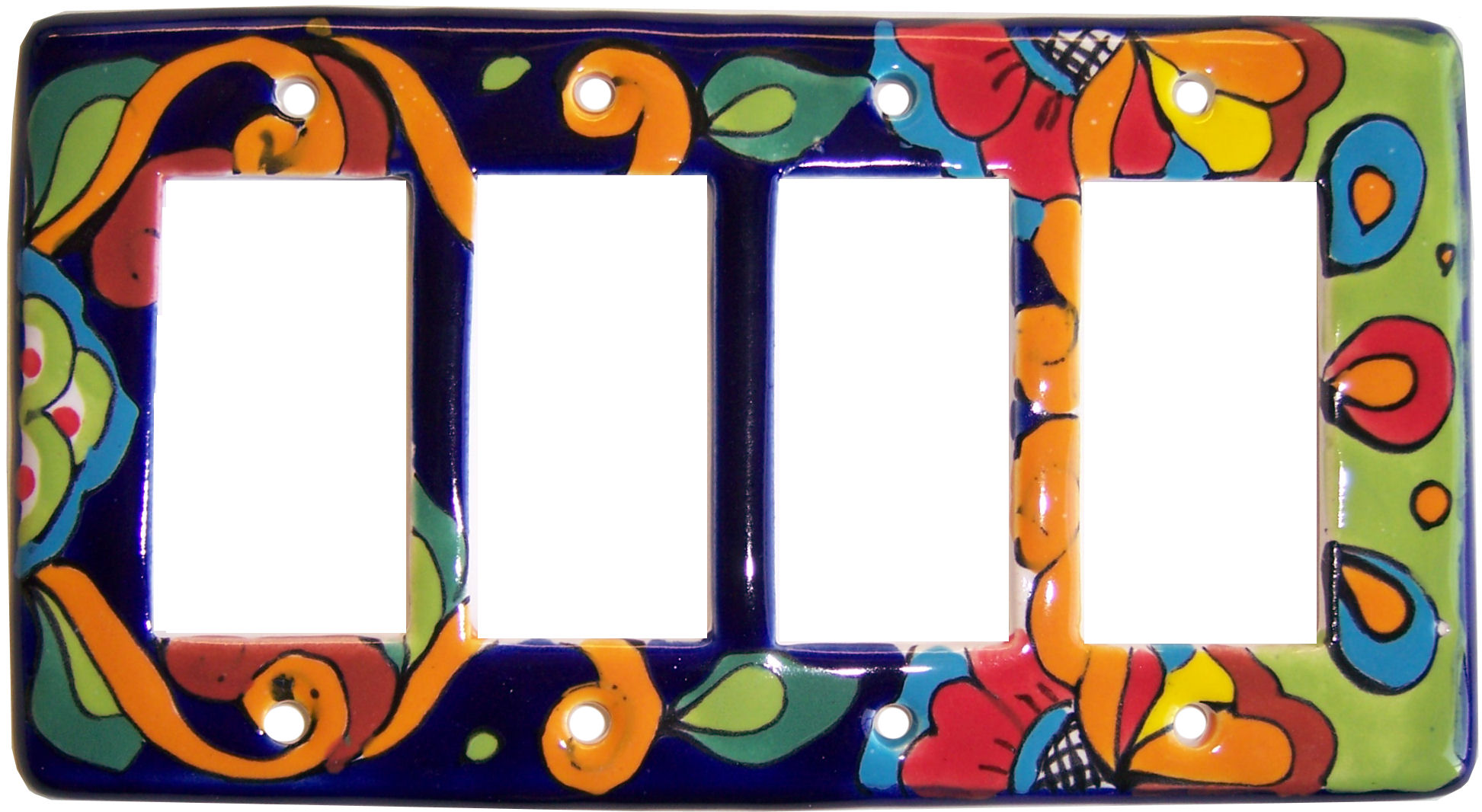 TalaMex Rainbow Talavera Quadruple Decora Switch Plate