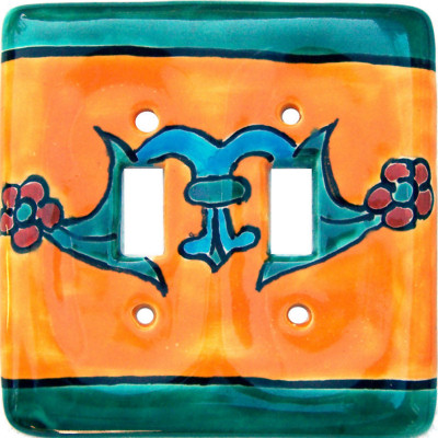 TalaMex Liz Double Toggle Mexican Talavera Ceramic Switch Plate