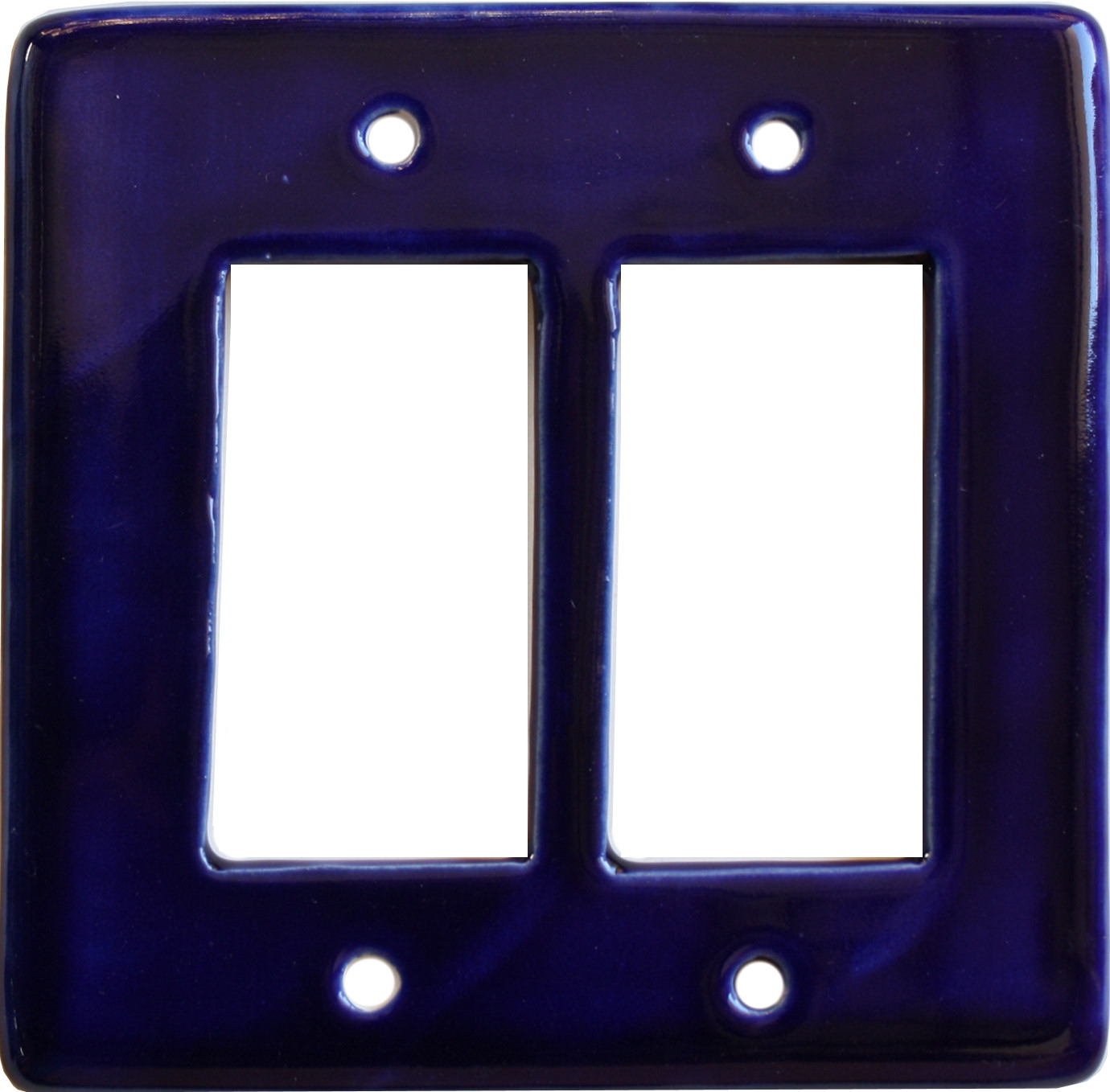 TalaMex Cobalt Blue Double GFI/Rocker Mexican Talavera Ceramic Switch Plate