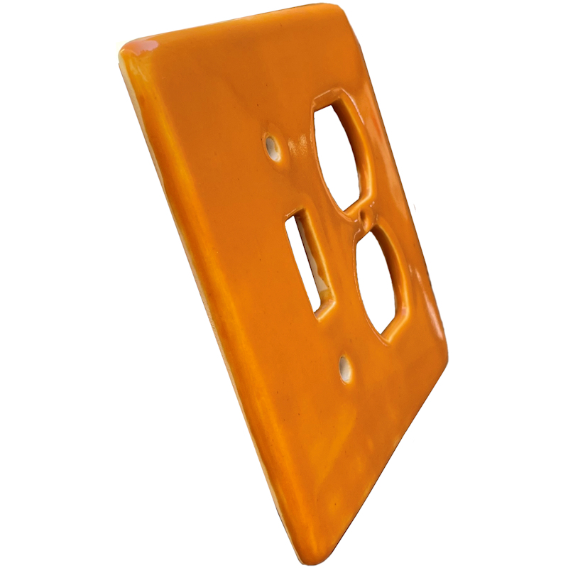 TalaMex Yellow Toggle-Outlet Mexican Talavera Ceramic Switch Plate Close-Up