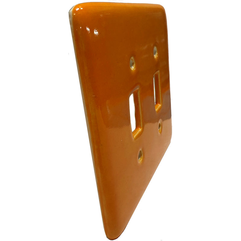TalaMex Yellow Double Toggle Mexican Talavera Ceramic Switch Plate Close-Up