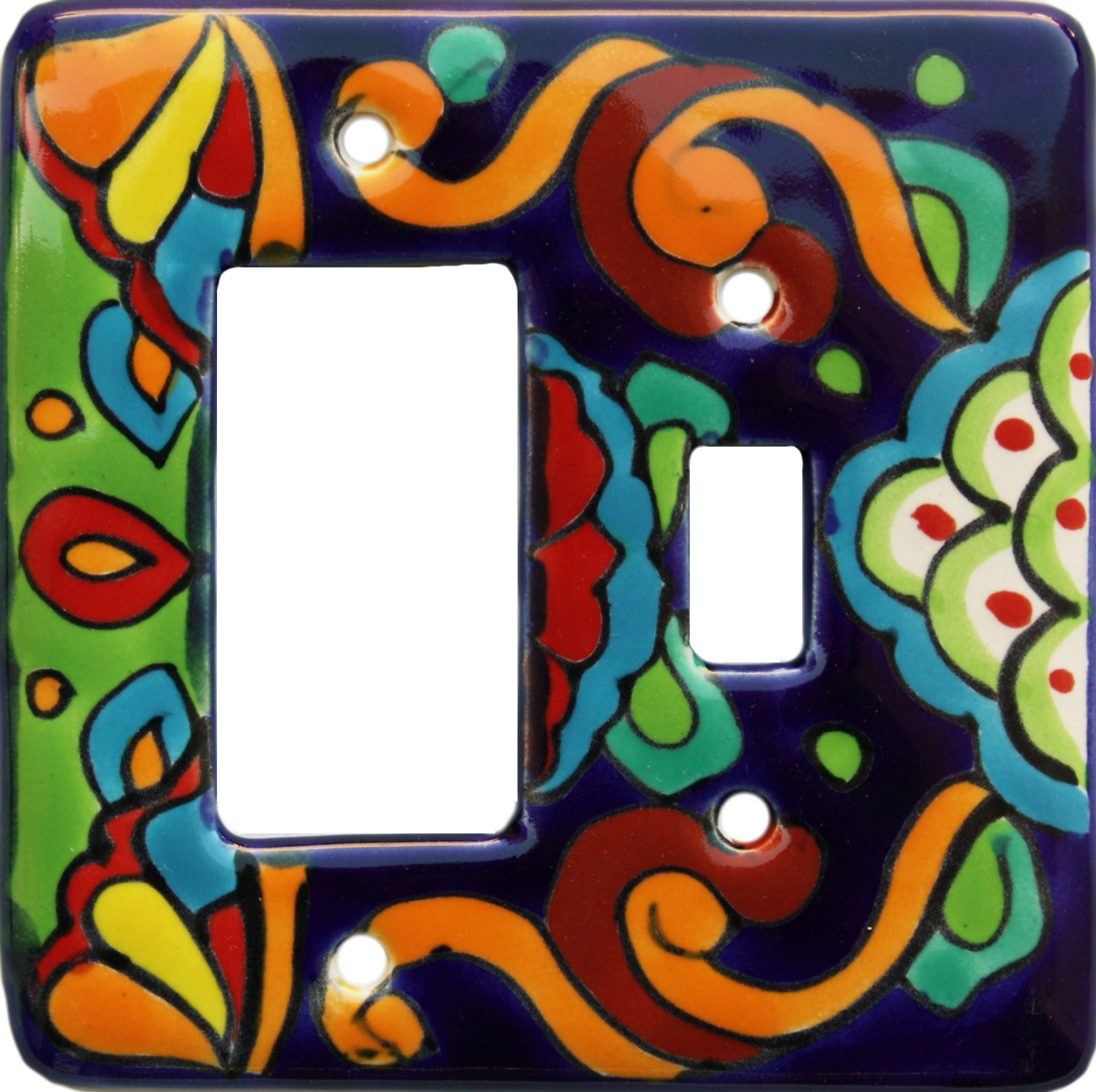 TalaMex Rainbow Toggle-GFI/Rocker Mexican Talavera Ceramic Switch Plate