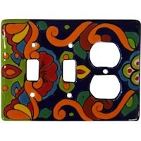 TalaMex Cobalt Blue Toggle-GFI/Rocker Mexican Talavera Ceramic Switch Plate