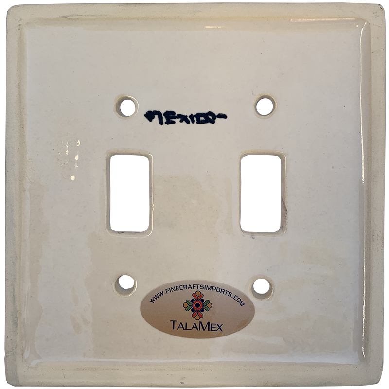TalaMex Double Toggle Blue Mesh Ceramic Mexican Talavera Ceramic Switch Plate Details