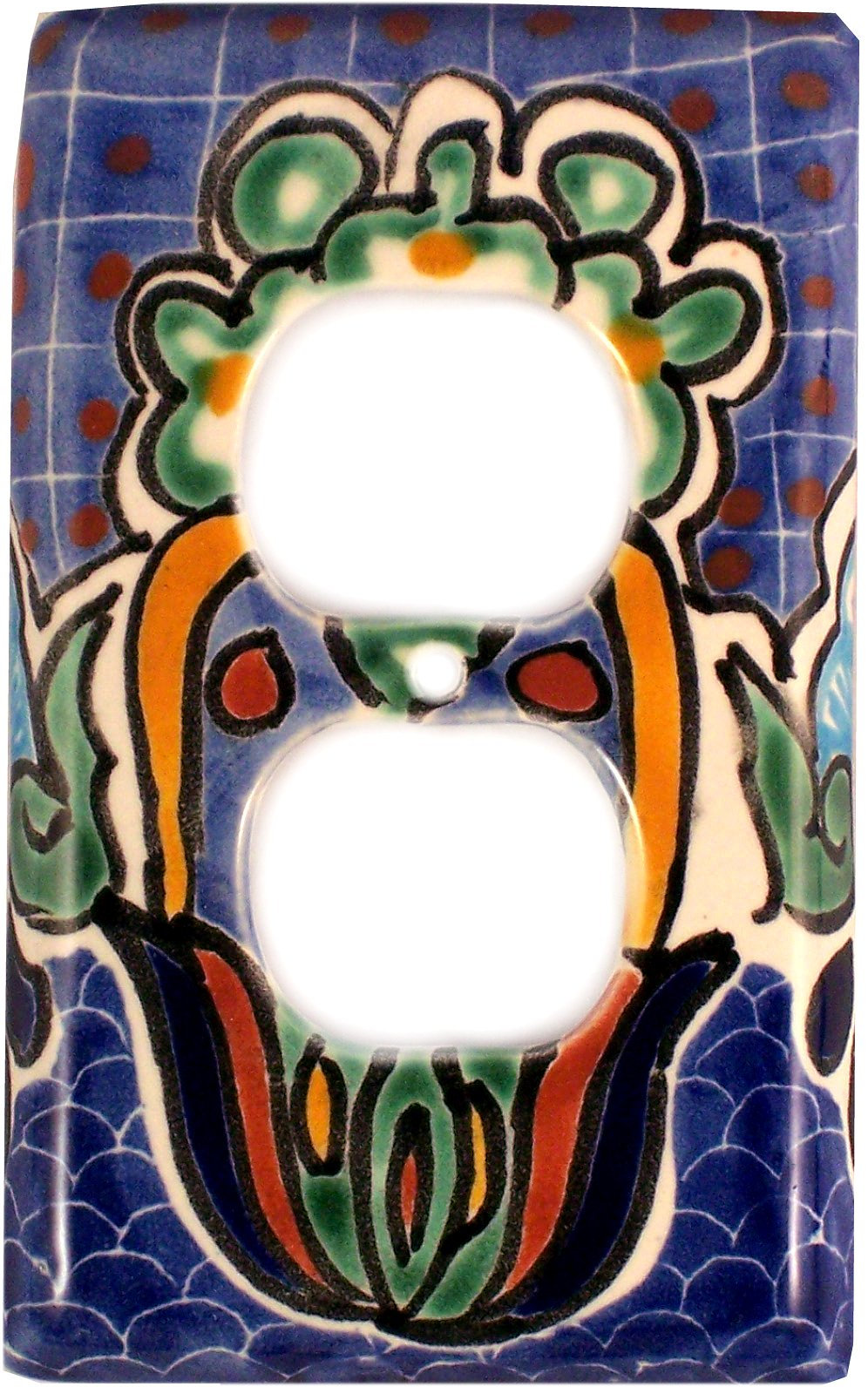 TalaMex Blue Mesh Outlet Mexican Talavera Ceramic Switch Plate