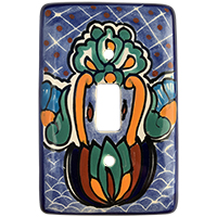 TalaMex Blue Mesh Single Toggle Mexican Talavera Ceramic Switch Plate