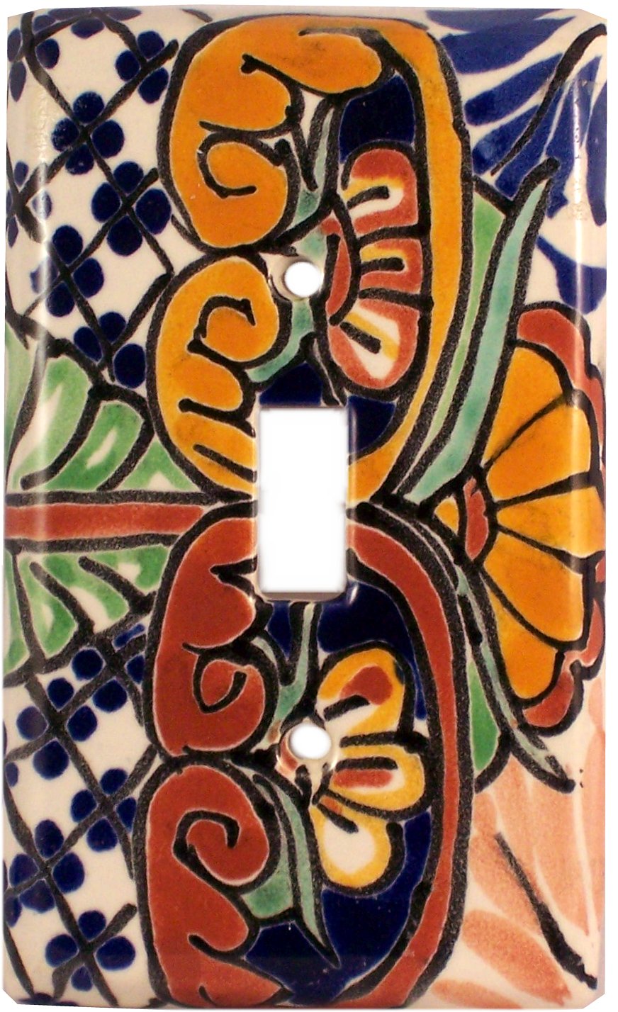 TalaMex Mantel Single Toggle Mexican Talavera Ceramic Switch Plate