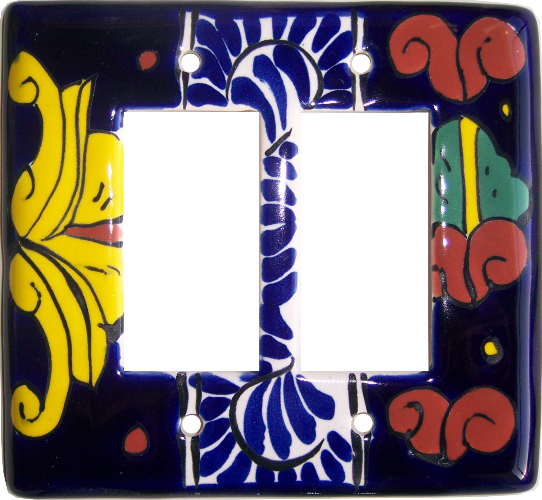 TalaMex Marigold Double GFI/Rocker Mexican Talavera Ceramic Switch Plate