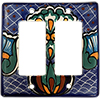 TalaMex Blue Mesh Double GFI/Rocker Mexican Talavera Ceramic Switch Plate