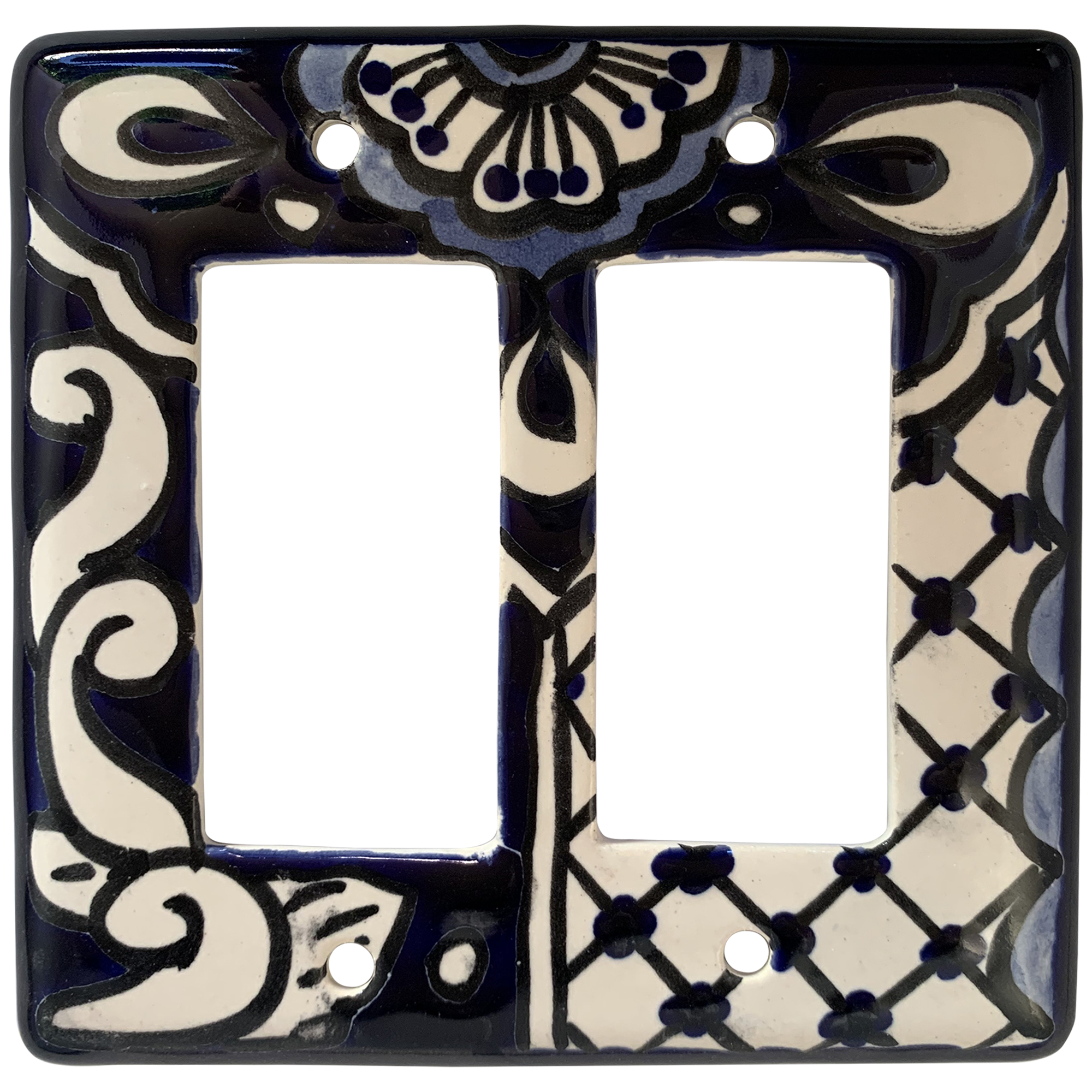 TalaMex Traditional Double GFI/Rocker Mexican Talavera Ceramic Switch Plate