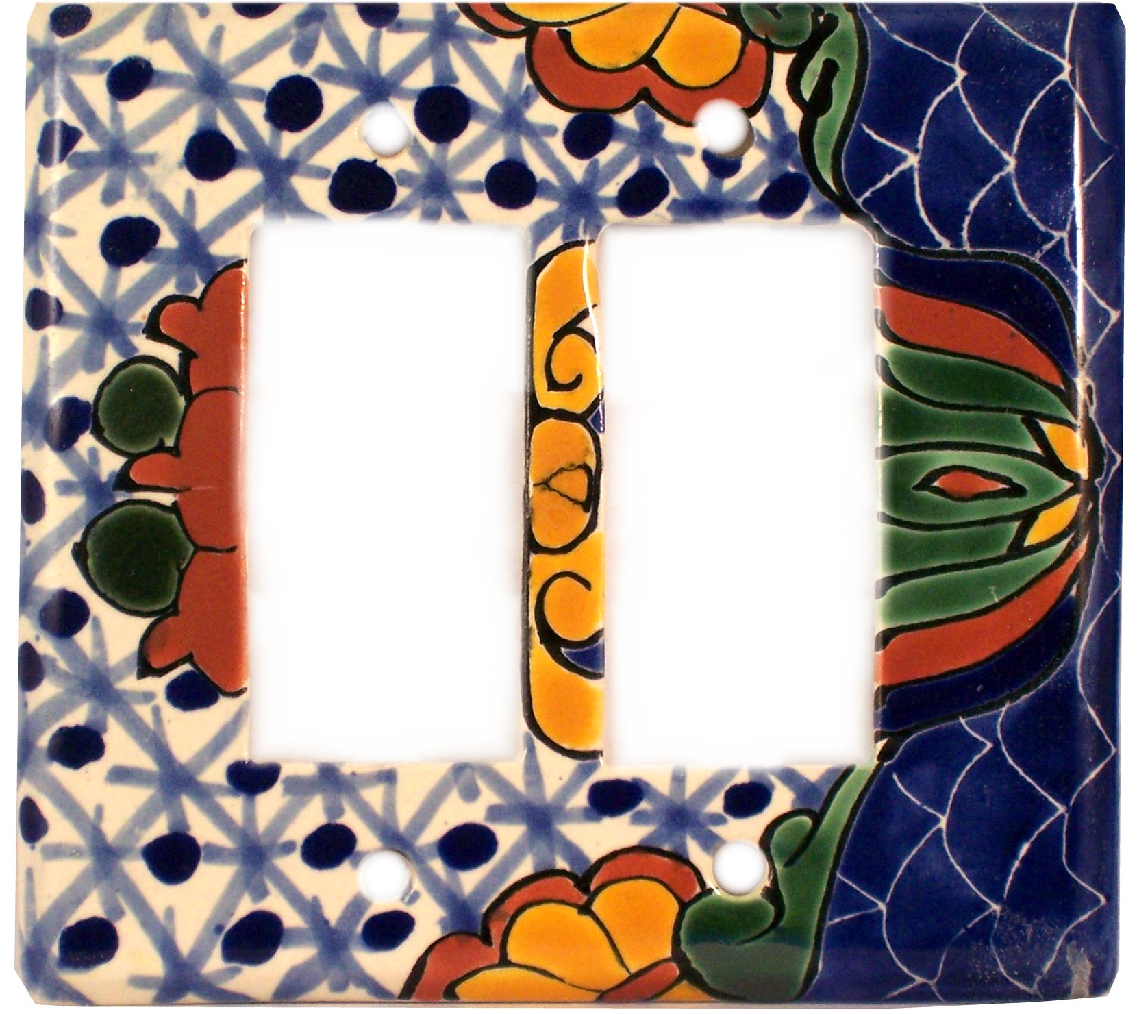 TalaMex Turtle Double GFI/Rocker Mexican Talavera Ceramic Switch Plate