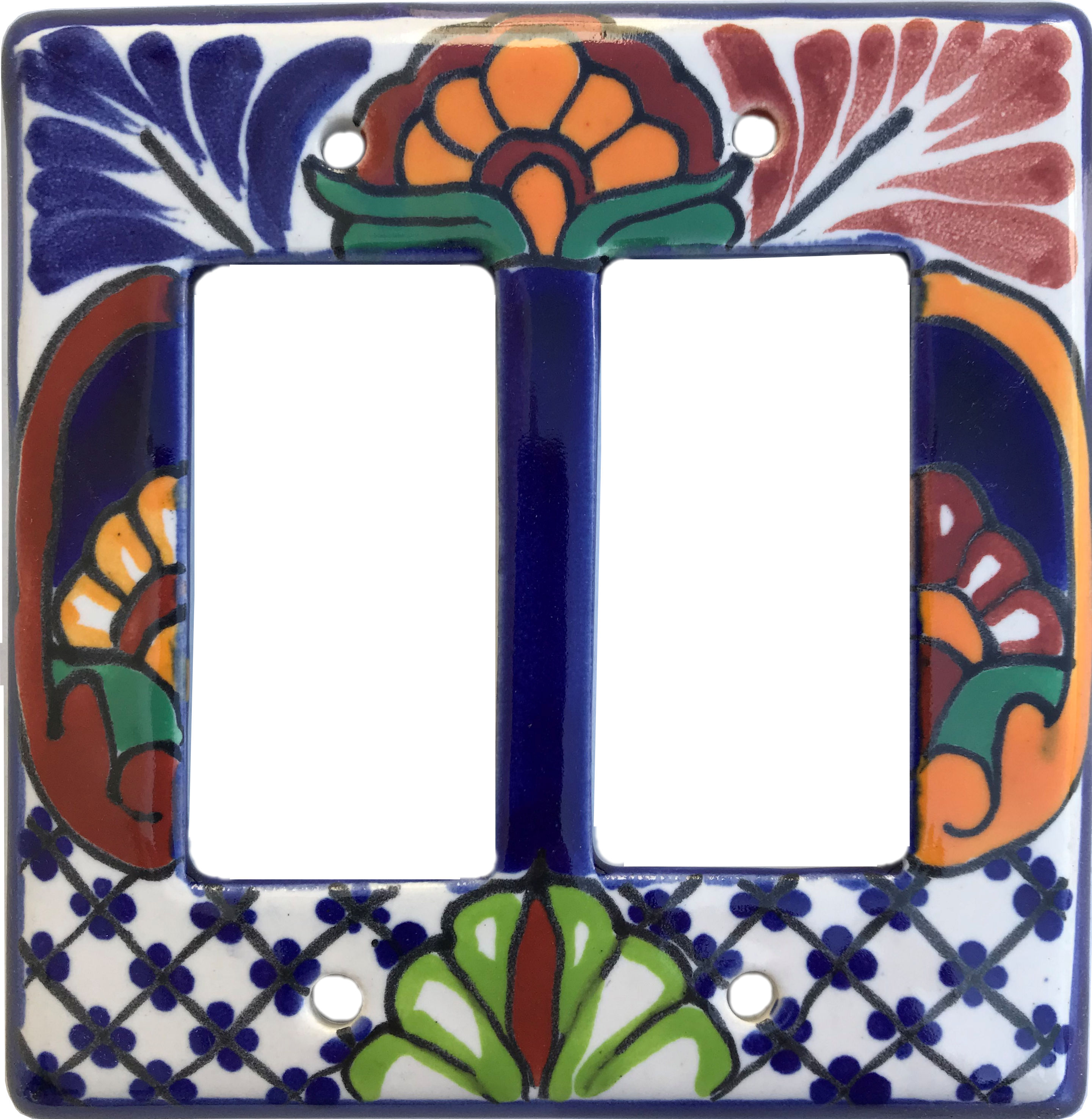 TalaMex Double GFI/Rocker Mantel Mexican Talavera Ceramic Switch Plate