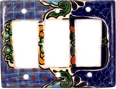 Triple Decora Blue Mesh Talavera Switch Plate