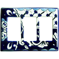 TalaMex Traditional Triple GFI/Rocker Mexican Talavera Ceramic Switch Plate