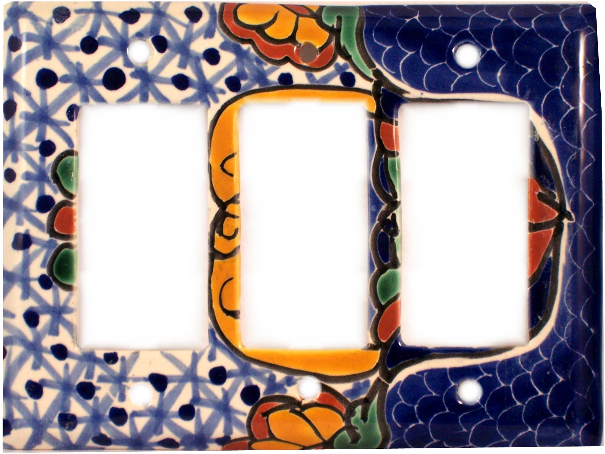 TalaMex Turtle Triple GFI/Rocker Mexican Talavera Ceramic Switch Plate