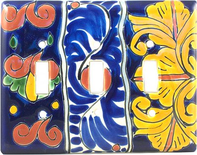 TalaMex Marigold Triple Toggle Mexican Talavera Ceramic Switch Plate