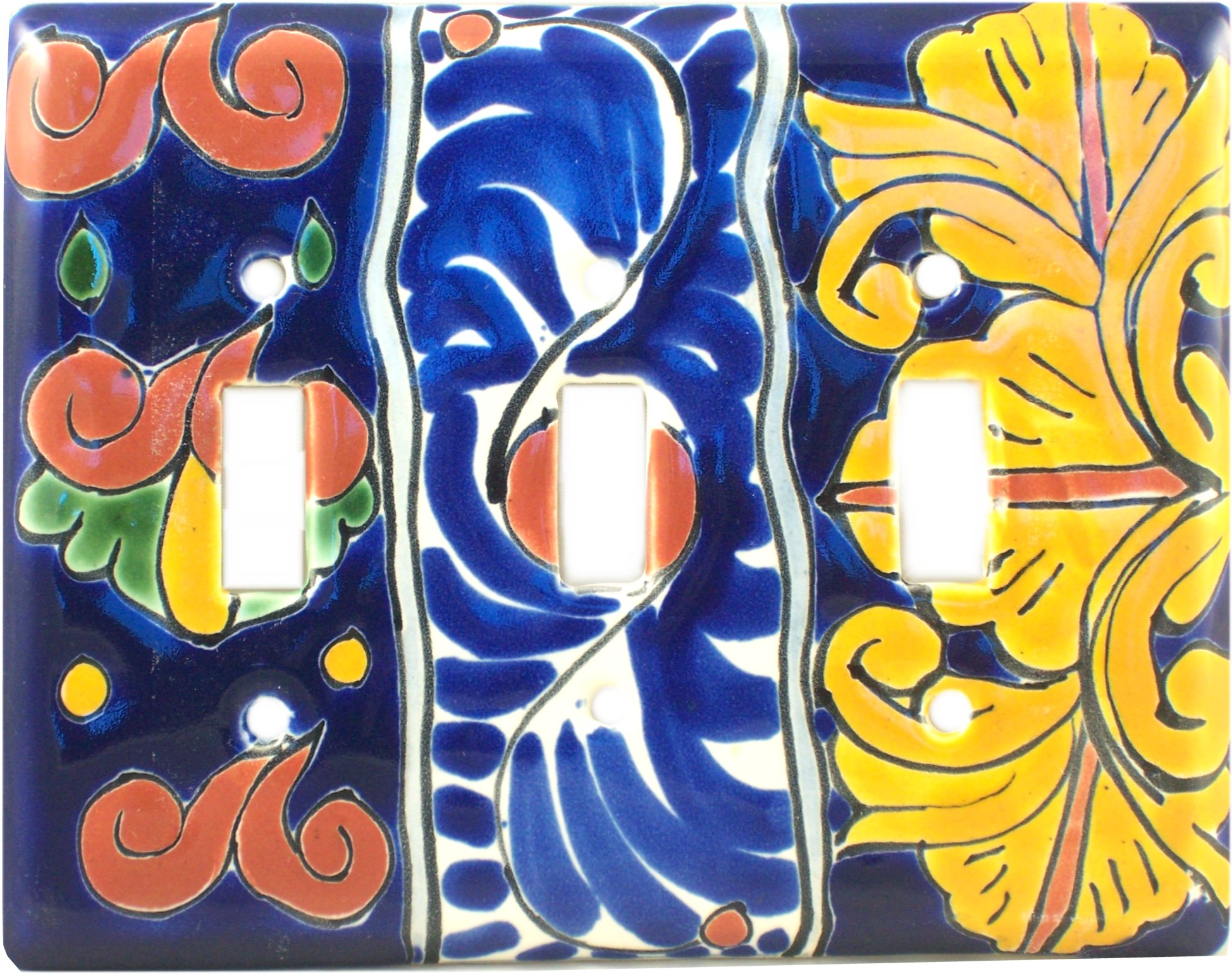 TalaMex Marigold Triple Toggle Mexican Talavera Ceramic Switch Plate
