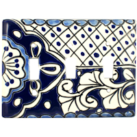 TalaMex Traditional Triple Toggle Mexican Talavera Ceramic Switch Plate